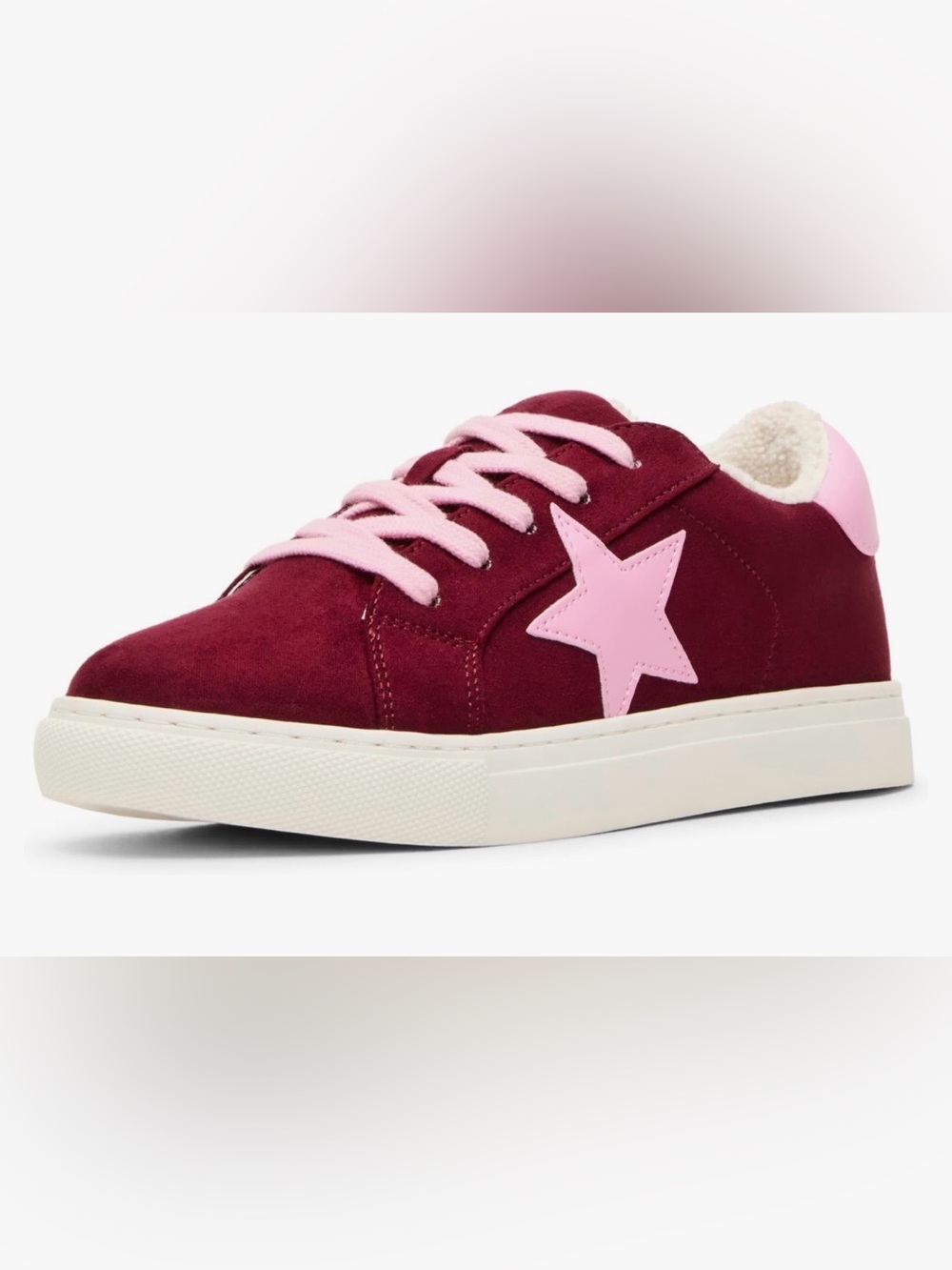 Steve Madden lil girls size 10 Kids Trezume Burgundy Suede Sneakers Star-NWT